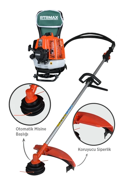 RTM9640 Benzinli Sırt Tipi Tırpan 63Cc 3.0Hp (Tırpan Bıçağı,Misina Başlığı,Tırpan Testeresi Hediye) ürün görseli 1