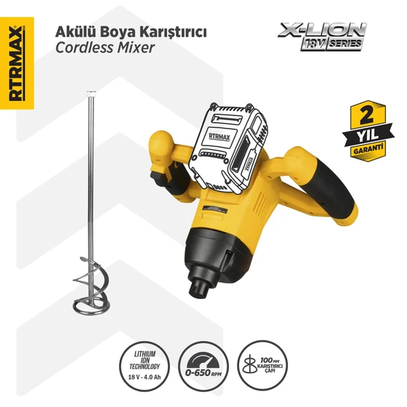 RTX1882B Şarjlı Boya ve Harç Karıştırıcı - Akü Hariç ürün görseli 1