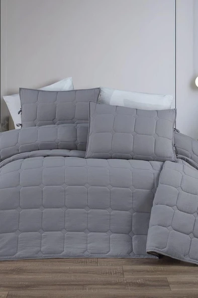 Cratos Comfort Çift Kişilik Yatak Örtüsü Gri ürün görseli 1