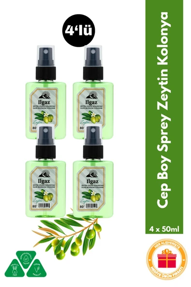 Zeytin Çiçeği Sprey Kolonya Cep Boy Elegance Series 4'lü Eko Paket - 4x50 ml ürün görseli 1