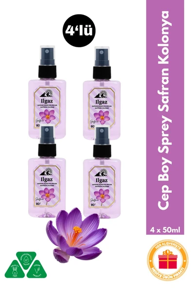 Safran Çiçeği Sprey Kolonya Cep Boy Elegance Series 4'lü Eko Paket - 4x50 ml ürün görseli 1