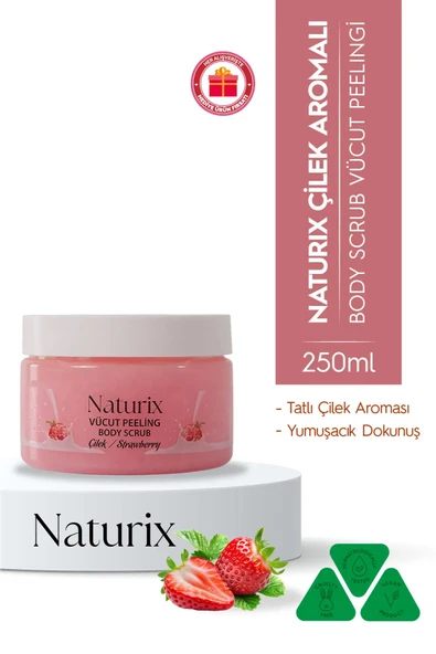 Body Scrub Çilek Besleyici, Arındırıcı ve Nemlendirici Vücut Peelingi 250 Ml ürün görseli 1