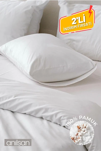 2'li Beyaz Yastık Kılıfı – 50x70 Cm, %100 Pamuk, 83tel ürün görseli 1
