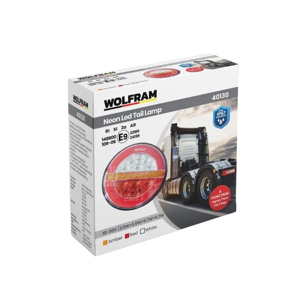Led Yuvarlak 4 Fonksiyonlu Stop-Sinyal-Park Lambası 10-30V E9 Belgeli Sol 40130 ürün görseli 1