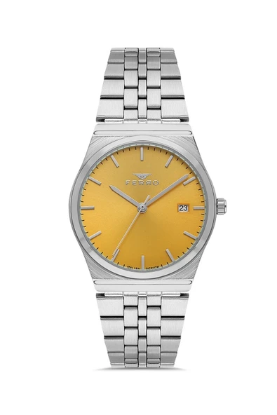 Ferro FL21591AWT-A12 Quartz Çelik Gri Turuncu Kadran 36 mm Kadın Kol Saati ürün görseli 1