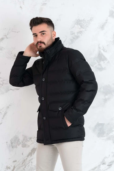 YAKA KÜRKLÜ REGULAR FİT ERKEK ŞİME MONT - Resim 3