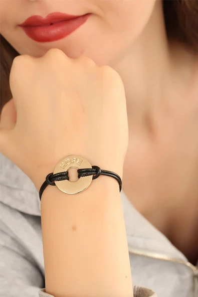 HOPE (Umutlu) Siyah Deri İpli Unisex Mood Bileklik TJ-BB1985 ürün görseli 1