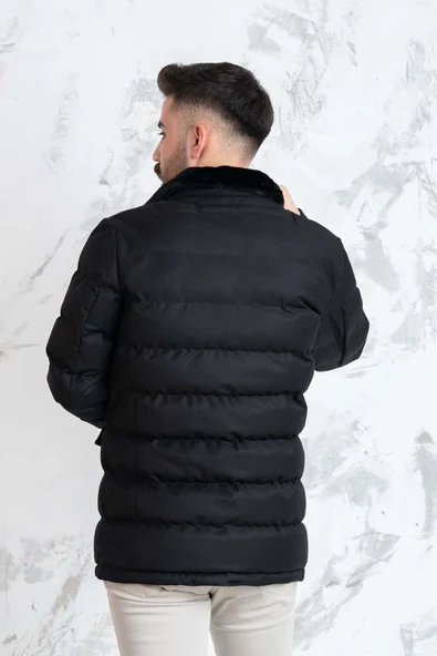 YAKA KÜRKLÜ REGULAR FİT ERKEK ŞİME MONT - Resim 7