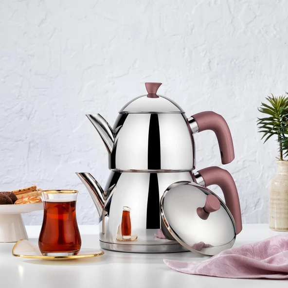 Schafer Alexa Çaydanlık Takımı Rosegold Renk Kulplu Aile Boy Çaydanlık Takımı ürün görseli 1