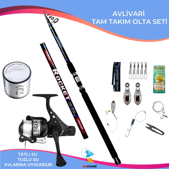 Avlivari EcoTackle Rocket 300 cm 100-300 gr Olta Kamışı - Tiger 4000 Olta Makinası Tam Takım Kıyı Hobi Olta Seti ürün görseli 1