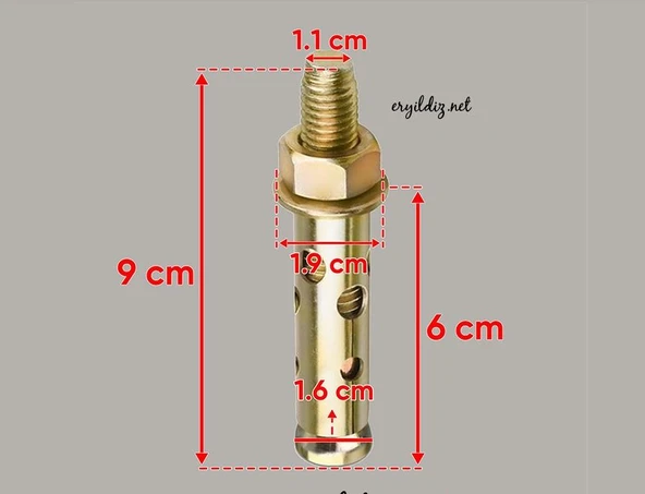 M12X90 GÖMLEKLİ ÇELİK DUBEL 10 ADET - Resim 3