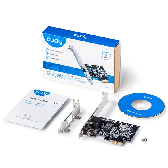 CUDY  PE10 10/100/1000 PCI Express ETHERNET KARTI ürün görseli 1