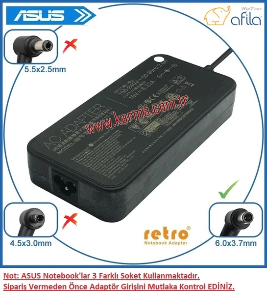 Asus Tuf Gaming F17 FX706LI-HX175A14 uyumlu Adaptör, Şarj Aleti Cihazı 180W ürün görseli 1
