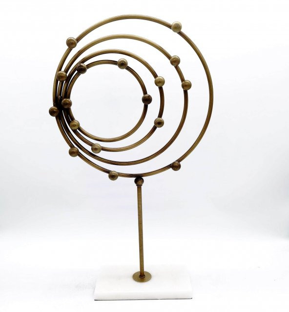 Crearthome Mermerli Eskitme Gold Halka Dekor Küçük 15x26x46 cm ürün görseli 1