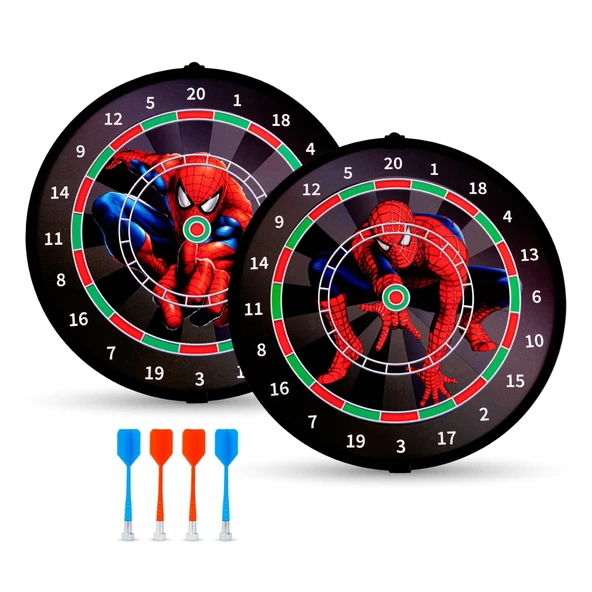 4 Oklu Mıknatıslı Örümcek Adam Dart Seti Çift Yönlü Manyetik Dart Askılı Dartboard ürün görseli 1