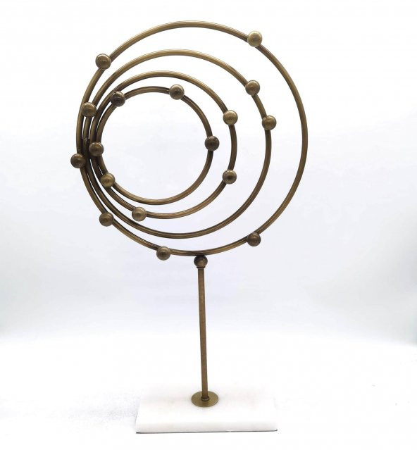 Crearthome Mermerli Eskitme Gold Halka Dekor Büyük 20x31x55 cm ürün görseli 1