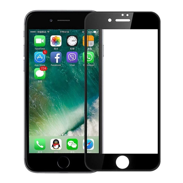 iPhone 7 / 8 Ekran Koruyucu 20D Temperli Ekstra Cam Siyah ürün görseli 1