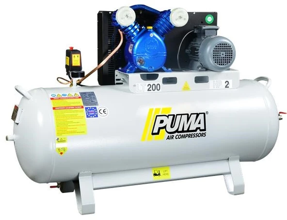 PUMA PİSTONLU KOMPRESÖR - 200 Lt - 2 HP - 8 Bar - Hava Üretimi: 345 Lt/dk. - 380 Volt ürün görseli 1
