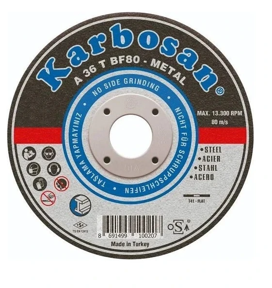 Karbosan 115 X 3.0 X 22.23 Nk 910910 Metal Kesme Taşı 50 Adet ürün görseli 1