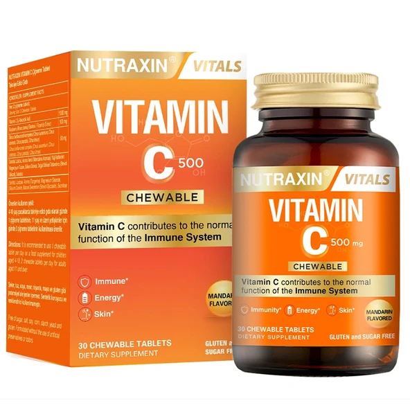 Nutraxin Vitamin C 500 Mg 30 Çiğneme Tableti ürün görseli 1