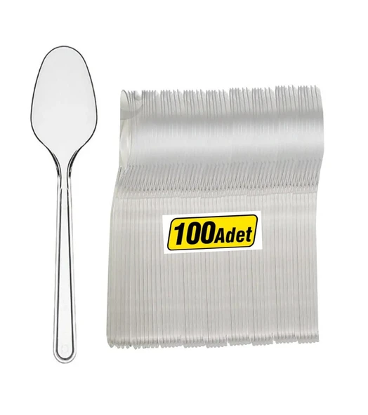 Kullan AT Lüks Sert Plastik Şeffaf Kaşık (1Pk - 100 adet) ürün görseli 1