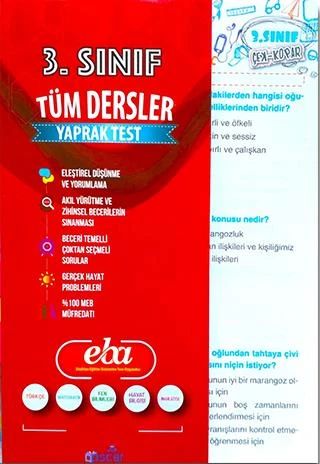 3.Sınıf Tüm Dersler Çek Kopart Yaprak Test - Tatil Kitabı Tekrar Seti ürün görseli 1