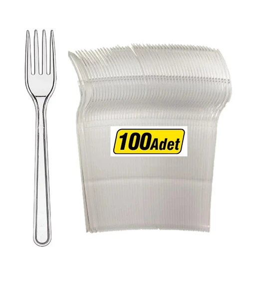Kullan AT Lüks Sert Plastik Şeffaf Çatal (1Pk - 100 adet) ürün görseli 1