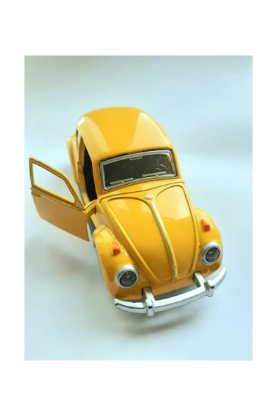 Dekoratif Nostaljik Hediye Sarı Çek-bırak Metal Vosvos Araba Dıe Cast Büyük Boy 12cm ürün görseli 1