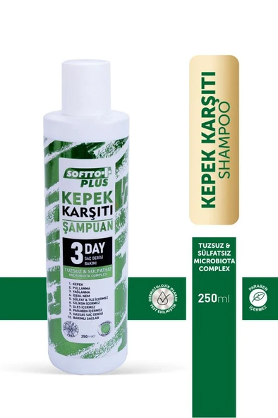 Softto Plus Tuzsuz & Sülfatsız Kepek Karşıtı Onarıcı Şampuanı 250 /ml. Eczane100 ürün görseli 1