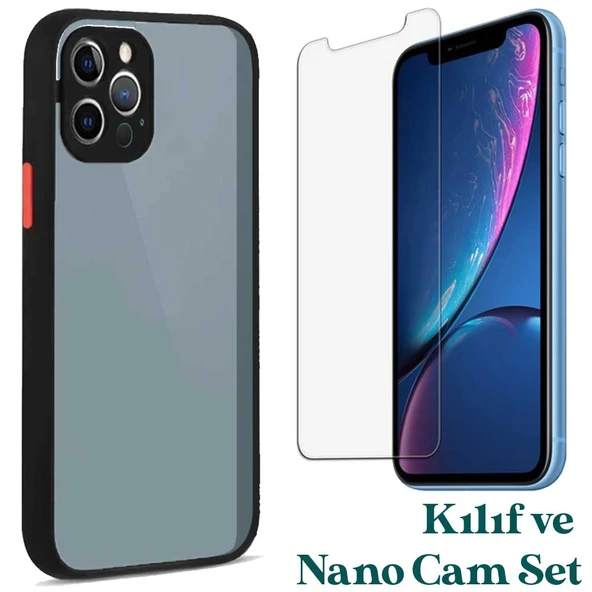 Apple iPhone 11 Pro Max Uyumlu Montreal Kılıf Ve Nano Cam Ekran Koruyucu Set Siyah ürün görseli 1