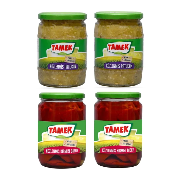 Tamek Közlenmiş Biber ve Patlıcan Cam Kavanoz 4 lü ürün görseli 1