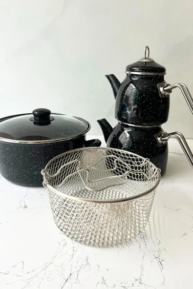 TAŞEV Midnight Mini Çaydanlık ve 18cm Kızartma Tenceresi Seti ürün görseli 1