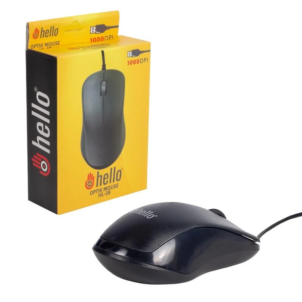 HELLO HL-38 1000 DPI SİYAH KABLOLU OPTİK MOUSE - Resim 3