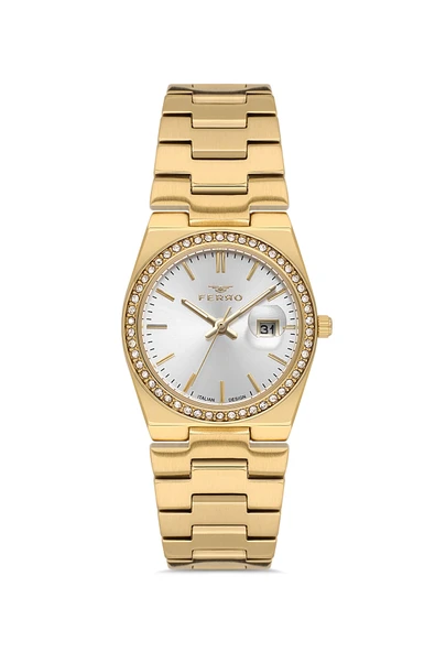Ferro FL21596AWT-B Quartz Çelik Altın Rengi 30 mm Kadın Kol Saati ürün görseli 1