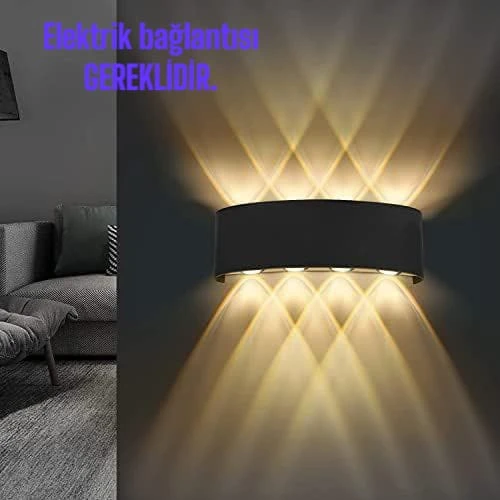 15 Watt, Amber Işık Ledli, Çok Kaliteli İç ve Dış Mekan Aydınlatma Armatürü, Led Bahçe Duvar Apliği ürün görseli 1