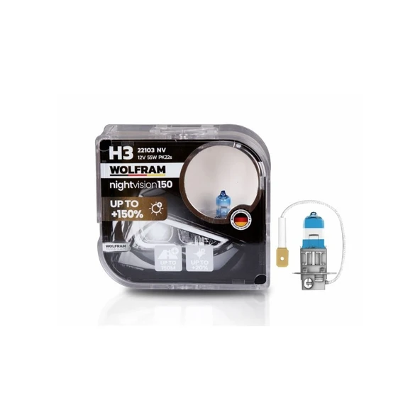 Halojen Night Vision H3 Ampul NV +%150 Fazla Işık ve %20 Beyaz Işık 12V 55W 22103NV ürün görseli 1
