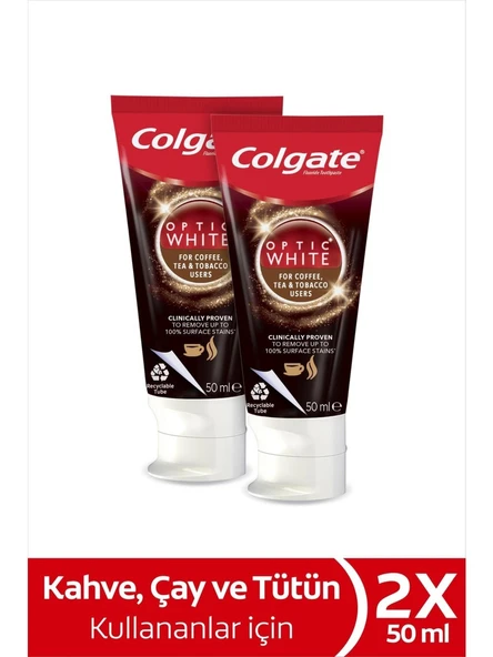 Colgate Optic White Kahve, Çay ve Tütün Kullanıcıları Için Diş Macunu 50 ml x 2 Adet ürün görseli 1