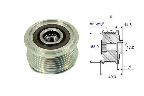 VALEO 588001 Alternatör Kasnağı Golf IV V VI Bora 98-05 Polo Jetta Passat Scırocco Tiguan Caddy Transporter T5 T6 Crafter / A3 A4 A6 ürün görseli 1