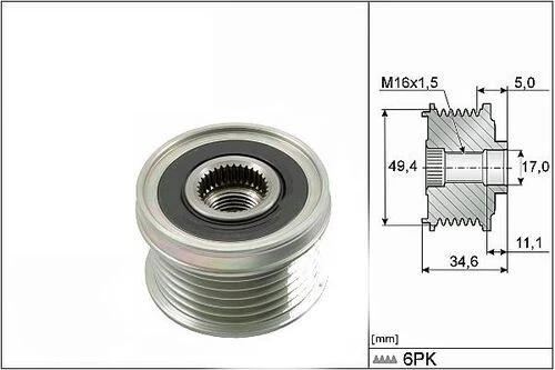 VALEO 588018 ALTERNATÖR KASNAĞI GOLF V VI JETTA PASSAT / IBIZA LE ürün görseli 1