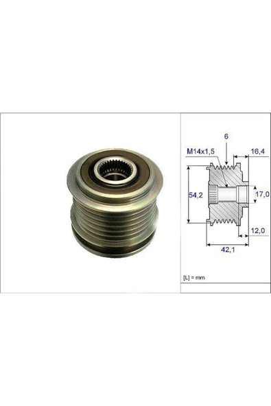Alternatör Kasnagı Uyumlu  Cmax Focus Fusıon / S40 1.6 Tdcı 1.6 2.0 ürün görseli 1
