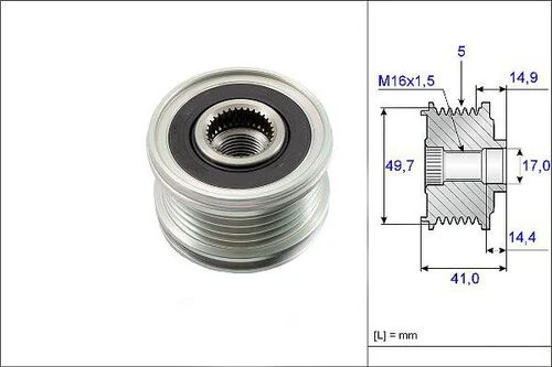 VALEO 588025 Alternatör Kasnağı Mercedes A 160 170 180 200 B 180 200 C 200 Colt 04-12 1.5D ürün görseli 1