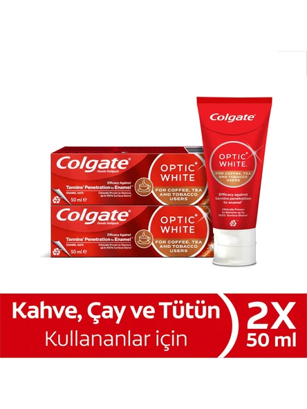 Colgate Optic White Kahve, Çay ve Tütün Kullanıcıları Için Diş Macunu 2 x 50 ml ürün görseli 1