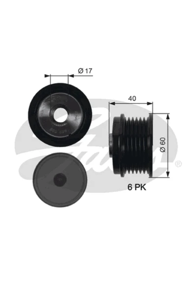 Gates OAP7155 Alternatör Kasnağı 43.5mm Cmax-fıesta Vı-focus Iıı-kuga Iı-transit-connect-courı ürün görseli 1