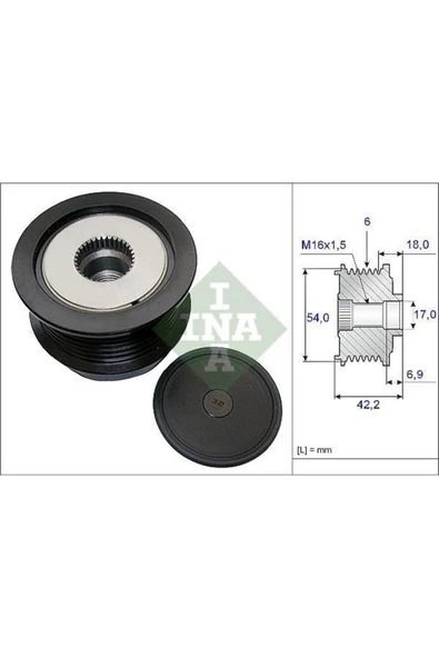 INA 535018810 Alternatör Kasnagı Vectra C Z19dth Bosch Tıp ürün görseli 1