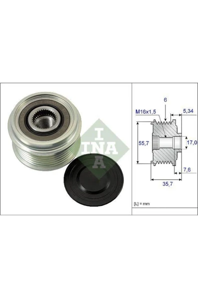 INA 535007710  Alternatör Kasnağı Captiva Lacetti / Vito 108 110 2.0d ürün görseli 1