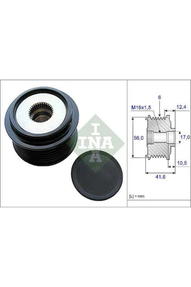 INA 535021010  Alternatör Kasnağı Rulmanlı Golf Vı Vıı Passat Transporter T5 A1 A3 A4 A5 A6 Tt Leon 2 ürün görseli 1