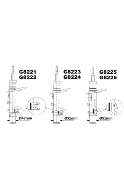 Monroe G8224 Amortisör Ön Sol 208 12- 51mm ürün görseli 1