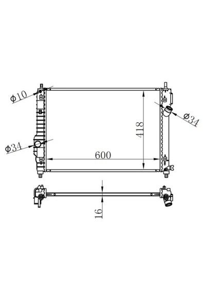 Ori BCH029016 MOTOR RADYATORU KALOS/AVEO 1.2I/1.6I 05 600x418x16 S ürün görseli 1