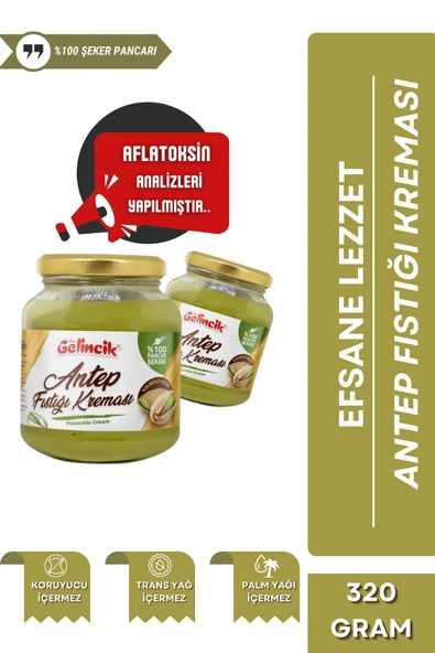Gelincik Kahvaltılık Sürülebilir Doğal Katkısız 320gr Özel Üretim Antep Fıstığı Kreması ürün görseli 1