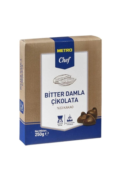 Metro Chef Damla Çikolata Bitter 250G Pastacılık Pasta Tatlı Mutfak Şef ürün görseli 1